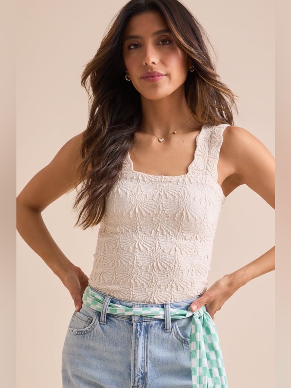 Blaire Seamless Floral Cami - Gardenia S/M New